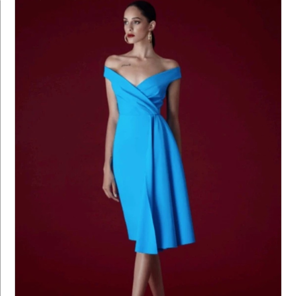 GRETA CONSTANTINE Off-Shoulder Midi Dress